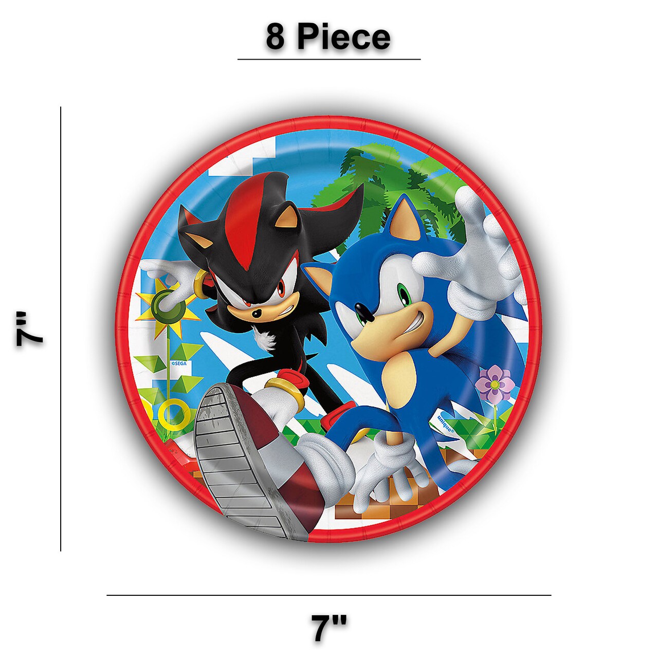 8 Ct. Sonic the Hedgehog 7" Party Disposable Paper Dessert Plates